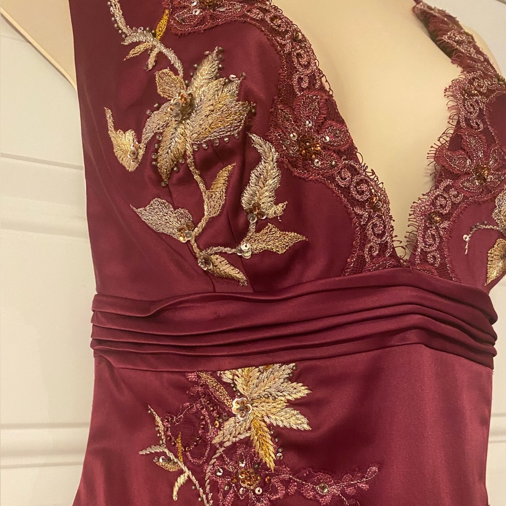 Mandalay/Julian Joyce Vintage Burgundy Wine Satin Cocktail Dress Sz 10 NEW RARE - Picture 5 of 16